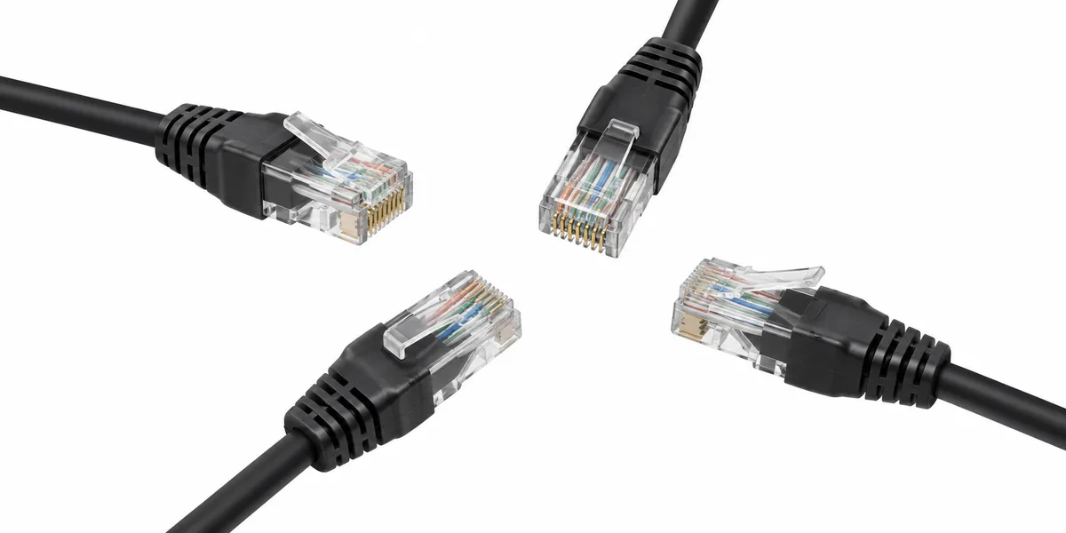 Four RJ45 network cable ends